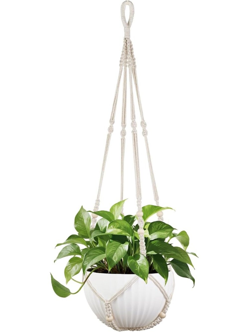 43 Inch Macrame Plant Hanger Indoor Hanging Planter Holder Ivory 1Pc